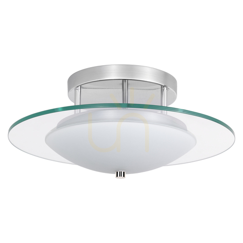 Prüfen Minnesota Deckenleuchte, 1xLED, 3000 K, 22 W, Metall in Chrom/weiß-transparentes Glas, Ø 45 cm