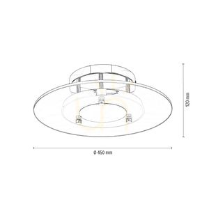 Minnesota Deckenleuchte, 1xLED, 3000 K, 22 W, Metall in Chrom/weiß-transparentes Glas, Ø 45 cm small 3