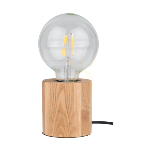 Prüfen Tischlampe „Minnie“, 1xE27, Max. 25 W, geölte Eiche/Schwarz, PVC-Kabel, Ø 8 cm