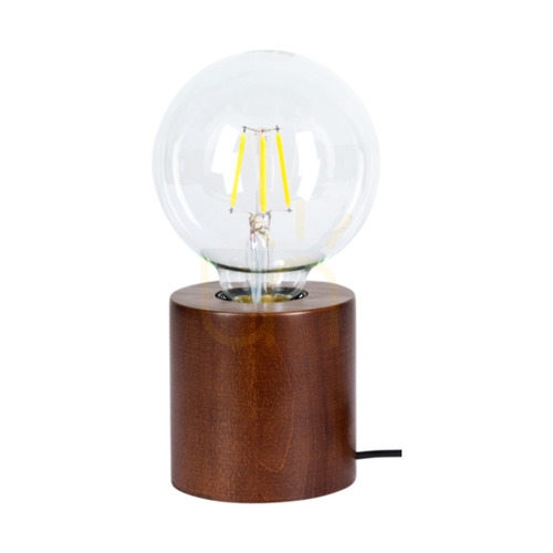 Prüfen Tischlampe „Minnie“, 1xE27, Max. 25 W, Buchen- und Nussbaumholz / schwarzes PVC-Kabel, Ø 8 cm