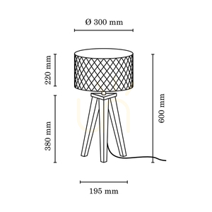Mirabella Tischlampe, 1xE27, Max. 60 W, geölte Eiche/Anthrazit, geflochtenes Kabel, perlfarbener Lampenschirm, Ø 30 cm small 4