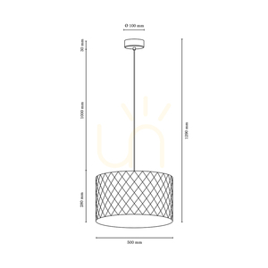 Mirabella Pendelleuchte 1xE27 Max. 60 W, geölte Eiche/anthrazitfarbenes Flechtkabel/brauner Lampenschirm, Ø 50 cm small 2
