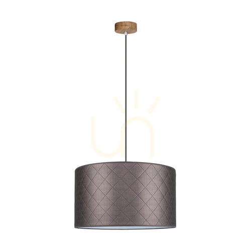 Prüfen Mirabella Pendelleuchte 1xE27 Max. 60 W, geölte Eiche/anthrazitfarbenes Flechtkabel/brauner Lampenschirm, Ø 50 cm