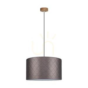 Mirabella Pendelleuchte 1xE27 Max. 60 W, geölte Eiche/anthrazitfarbenes Flechtkabel/brauner Lampenschirm, Ø 50 cm small 0