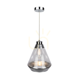 Mistral Pendelleuchte, 1xE27, Max. 60 W, Metall in Chromoptik / transparentes PVC-Kabel / silber-transparenter Glasschirm, Ø 25 cm small 1