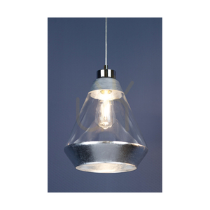 Mistral Pendelleuchte, 1xE27, Max. 60 W, Metall in Chromoptik / transparentes PVC-Kabel / silber-transparenter Glasschirm, Ø 25 cm small 3