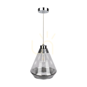 Mistral Pendelleuchte, 1xE27, Max. 60 W, Metall in Chromoptik / transparentes PVC-Kabel / silber-transparenter Glasschirm, Ø 25 cm small 0