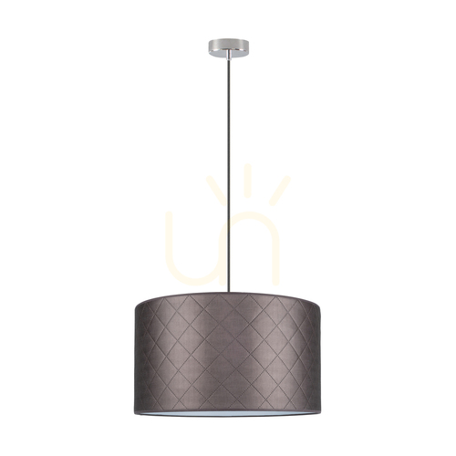 Prüfen Mirabella Pendelleuchte, 1xE27, Max. 60 W, Metall in Chromoptik/geflochtenes Kabel in Anthrazit/brauner Lampenschirm, Ø 50 cm