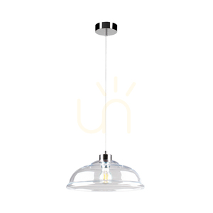 Molde Pendelleuchte, 1xE27, Max. 60 W, Metall in Chromoptik / transparentes PVC-Kabel / transparenter Glasschirm, Ø 34 cm small 0