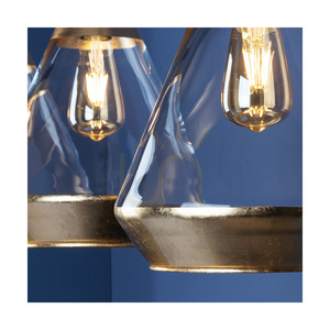 Mistral Pendelleuchte, 3xE27, Max. 60 W, schwarzes Metall/transparentes PVC-Kabel/gold-transparenter Glasschirm, 117 cm small 4