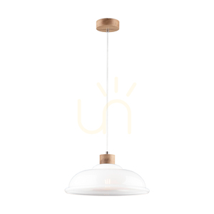 Molde Pendelleuchte, 1xE27, Max. 60 W, geölte Eiche / transparentes PVC-Kabel / weißer Glasschirm, Ø 34 cm small 1