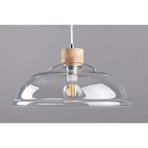 Molde Pendelleuchte, 1xE27, Max. 60 W, geölte Eiche / transparentes PVC-Kabel / transparenter Glasschirm, Ø 34 cm small 2