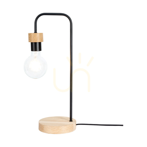 Muriel Tischlampe, 1xE27, Max. 25 W, geölte Eiche/schwarzes Metall/schwarzes geflochtenes Kabel, 20 cm small 1