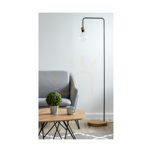 Muriel Stehlampe, 1xE27, Max. 60 W, geölte Eiche/schwarzes Metall/schwarzes geflochtenes Kabel, 40 cm small 6