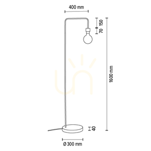 Muriel Stehlampe, 1xE27, Max. 60 W, geölte Eiche/schwarzes Metall/schwarzes geflochtenes Kabel, 40 cm small 7