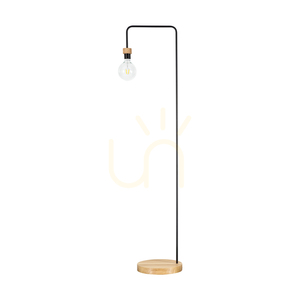 Muriel Stehlampe, 1xE27, Max. 60 W, geölte Eiche/schwarzes Metall/schwarzes geflochtenes Kabel, 40 cm small 0