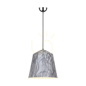 Natura Pendelleuchte, 1xE27, Max. 60 W, Metall in Chrom / transparentes PVC-Kabel / Lampenschirm aus Metall in Schwarz-Weiß-Grau, Ø 33 cm small 1