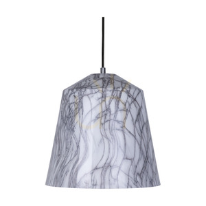 Natura Pendelleuchte, 1xE27, Max. 60 W, Metall in Chrom / transparentes PVC-Kabel / Lampenschirm aus Metall in Schwarz-Weiß-Grau, Ø 33 cm small 2