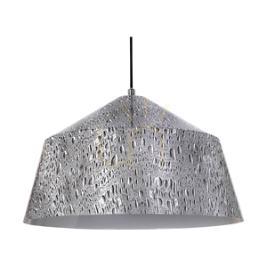 Natura Pendelleuchte, 1xE27, Max. 60 W, Metall in Chrom / transparentes PVC-Kabel / Lampenschirm aus Metall in Schwarz-Weiß-Grau, Ø 41,5 cm small 1