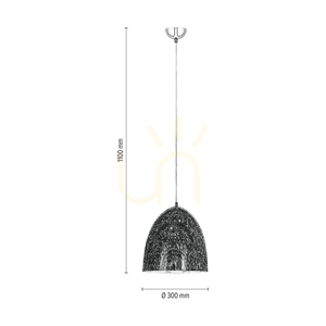 Natura Pendelleuchte, 1xE27, Max. 60 W, Metall in Chrom / transparentes PVC-Kabel / Metallschirm in Schwarz-Weiß-Grau, Ø 30 cm small 2