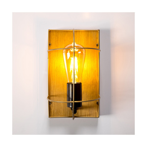 Wandleuchte „Netuno“, 1xE27, Max. 15-W-LED, braun gebeiztes Kiefernholz / schwarzes Metall / goldfarbener Metallschirm, 15 cm small 3