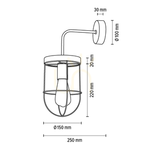 Wandleuchte „Netuno“, 1xE27, Max. 25-W-LED, braun gebeiztes Kiefernholz / schwarzes Metall / goldfarbener Metallschirm, 25 cm small 3