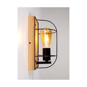 Netuno Wandleuchte 1xE27 max. 15 W LED, geölte Eiche/schwarzes Metall, 15 cm small 2