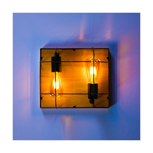 Netuno Wandleuchte / Deckenleuchte 2xE27 Max. 15 W LED, geölte Eiche / schwarzes Metall, 30 cm small 3