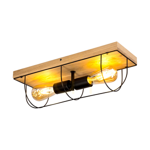 Netuno Wandleuchte / Deckenleuchte 2xE27 Max. 15 W LED, geölte Eiche / schwarzes Metall, 46 cm small 1