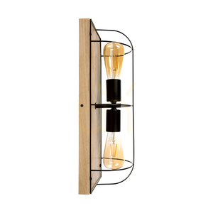 Netuno Wandleuchte / Deckenleuchte 2xE27 Max. 15 W LED, geölte Eiche / schwarzes Metall, 46 cm small 2