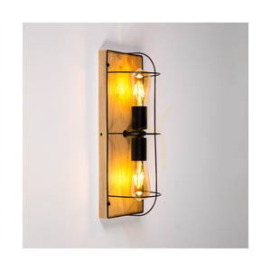 Netuno Wandleuchte / Deckenleuchte 2xE27 Max. 15 W LED, geölte Eiche / schwarzes Metall, 46 cm small 4