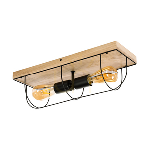 Netuno Wandleuchte / Deckenleuchte 2xE27 Max. 15 W LED, geölte Eiche / schwarzes Metall, 46 cm small 0