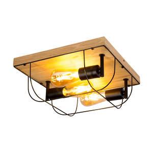 Deckenleuchte „Netuno“, 3xE27, Max. 15-W-LED, geölte Eiche/schwarzes Metall, 34 cm small 1