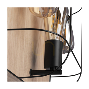 Deckenleuchte „Netuno“, 3xE27, Max. 15-W-LED, geölte Eiche/schwarzes Metall, 34 cm small 2