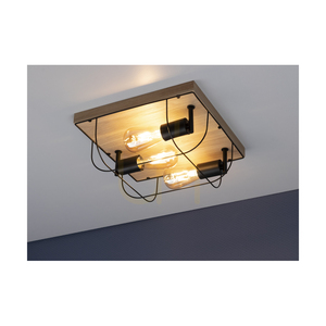 Deckenleuchte „Netuno“, 3xE27, Max. 15-W-LED, geölte Eiche/schwarzes Metall, 34 cm small 3