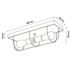 Netuno Wandleuchte / Deckenleuchte 2xE27 Max. 15-W-LED, braun gebeiztes Kiefernholz / schwarzes Metall / goldfarbener Metallschirm, 46 cm small 3