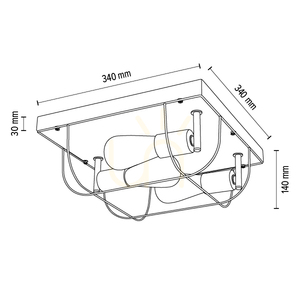 Deckenleuchte „Netuno“, 3xE27, Max. 15-W-LED, braun gebeiztes Kiefernholz / schwarzes Metall / goldenes Metall, 34 cm Lampenschirm small 2