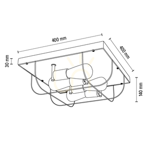Deckenleuchte „Netuno“, 4xE27, Max. 15-W-LED, braun gebeiztes Kiefernholz / schwarzes Metall / goldenes Metall, 40 cm Lampenschirm small 3