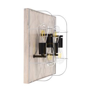 Deckenleuchte „Netuno“, 4xE27, Max. 15-W-LED, gebeiztes Kiefernholz, graues/schwarzes Metall, silberner Metallschirm, 40 cm small 2