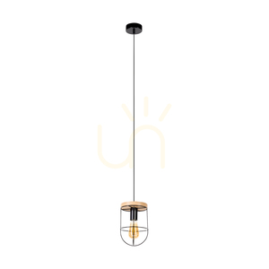 Netuno Pendelleuchte 1xE27 Max. 60 W, geölte Eiche/schwarzes Metall/schwarzes PVC-Kabel, Ø 15 cm small 0