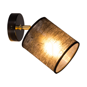 Nevoa Wandleuchte 1xE27 Max. 25 W, schwarz-goldfarbenes Metall / schwarzer Lampenschirm, 25 cm small 1