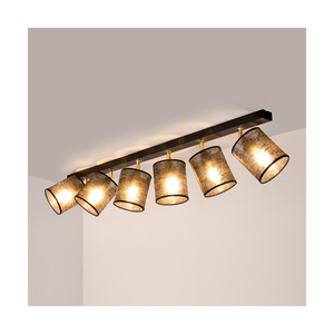 Deckenleuchte „Nevoa“, 6xE27, Max. 25 W, schwarz-goldenes Metall/schwarzer Lampenschirm, 127 cm small 2