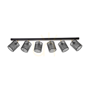 Deckenleuchte „Nevoa“, 6xE27, Max. 25 W, schwarz-goldenes Metall/schwarzer Lampenschirm, 127 cm small 0
