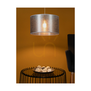 Nevoa Pendelleuchte, 1xE27, Max. 60 W, schwarzes Metall/transparentes PVC-Kabel/silberner Lampenschirm, Ø 40 cm small 4