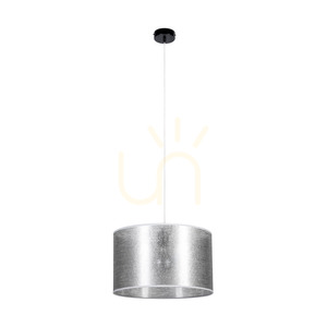 Nevoa Pendelleuchte, 1xE27, Max. 60 W, schwarzes Metall/transparentes PVC-Kabel/silberner Lampenschirm, Ø 40 cm small 0