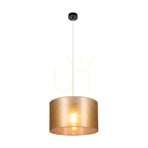 Nevoa Pendelleuchte, 1xE27, Max. 60 W, schwarzes Metall/transparentes PVC-Kabel/goldener Lampenschirm, Ø 40 cm small 1