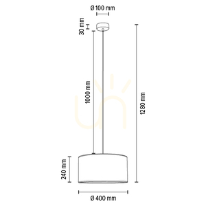 Nevoa Pendelleuchte, 1xE27, Max. 60 W, schwarzes Metall/transparentes PVC-Kabel/goldener Lampenschirm, Ø 40 cm small 3