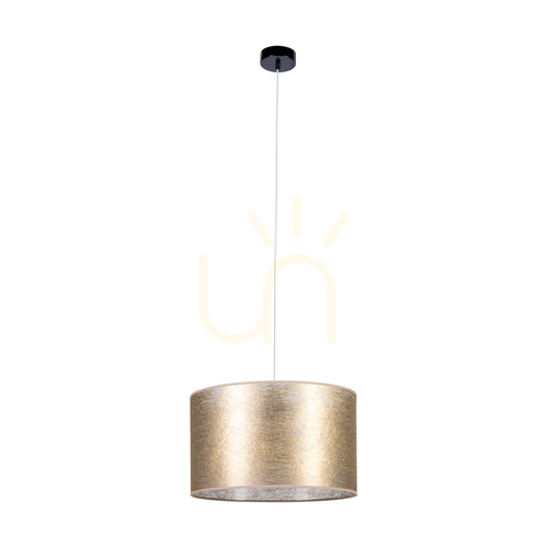 Prüfen Nevoa Pendelleuchte, 1xE27, Max. 60 W, schwarzes Metall/transparentes PVC-Kabel/goldener Lampenschirm, Ø 40 cm