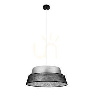 Nevoa Pendelleuchte, 1xE27, Max. 60 W, schwarzes Metall / transparentes PVC-Kabel / silber-schwarzer Lampenschirm, Ø 50 cm small 0