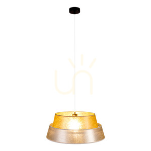 Nevoa Pendelleuchte, 1xE27, Max. 60 W, schwarzes Metall / transparentes PVC-Kabel / silber-goldener Lampenschirm, Ø 50 cm small 2